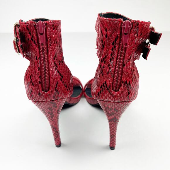 Steve Madden Red Snake Print Heels Size 8 - Picture 11 of 13